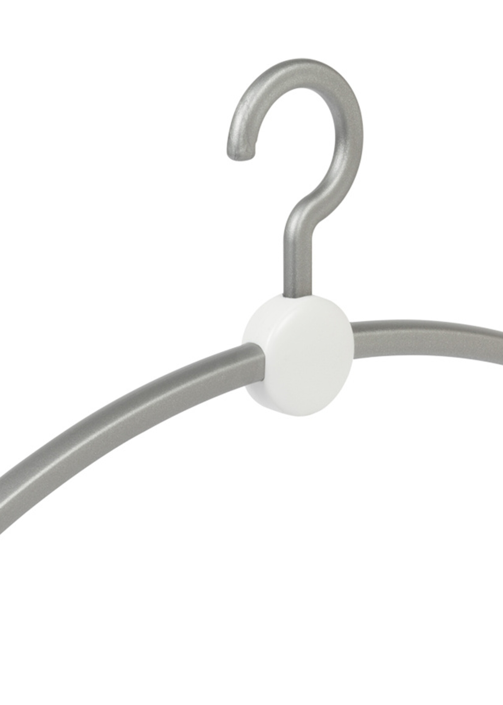 Garderobehanger - Jassenhanger - Volwassenen - 708210 - 10 Stuks - Point - Kunststof - Zilver - Wit - 45 cm - Kledinghanger - Kleerhanger