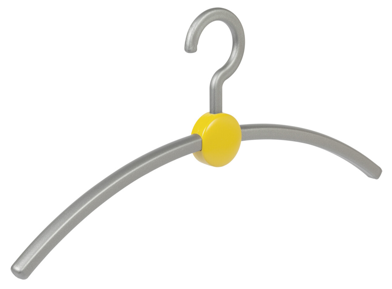 Garderobehanger - Jassenhanger - Volwassenen - 708240 - 6 Stuks - Point - Kunststof - Zilver - Geel - 45 cm - Kledinghanger - Kleerhanger