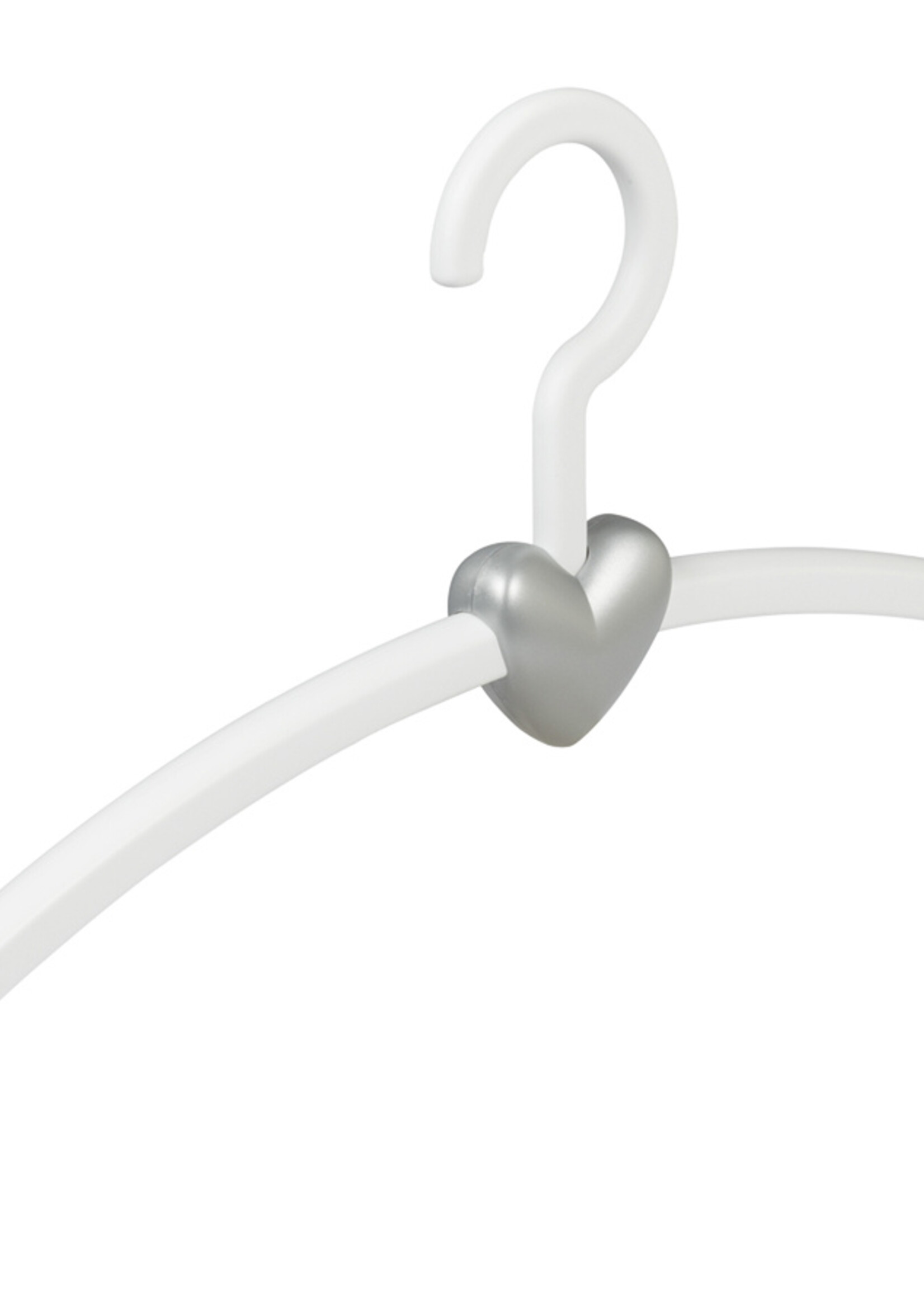 Garderobehanger - Jassenhanger - Volwassenen - 710120 - 24 Stuks - Eve - Kunststof - Wit - Zilver - 45 cm - Kledinghanger - Kleerhanger