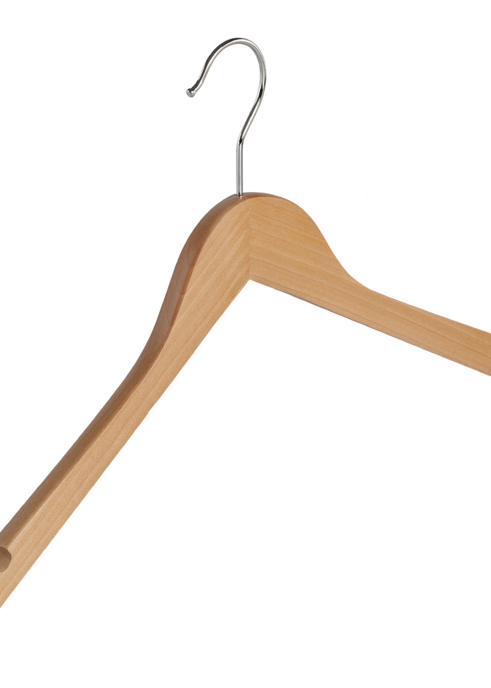 Kledinghanger - Volwassenen - 7101BA - 50 Stuks - Blousehanger - Shirthanger - Lotushout - Naturel Gelakt - Geknikt Model - Rokinkepingen - 44 cm - Kleerhanger