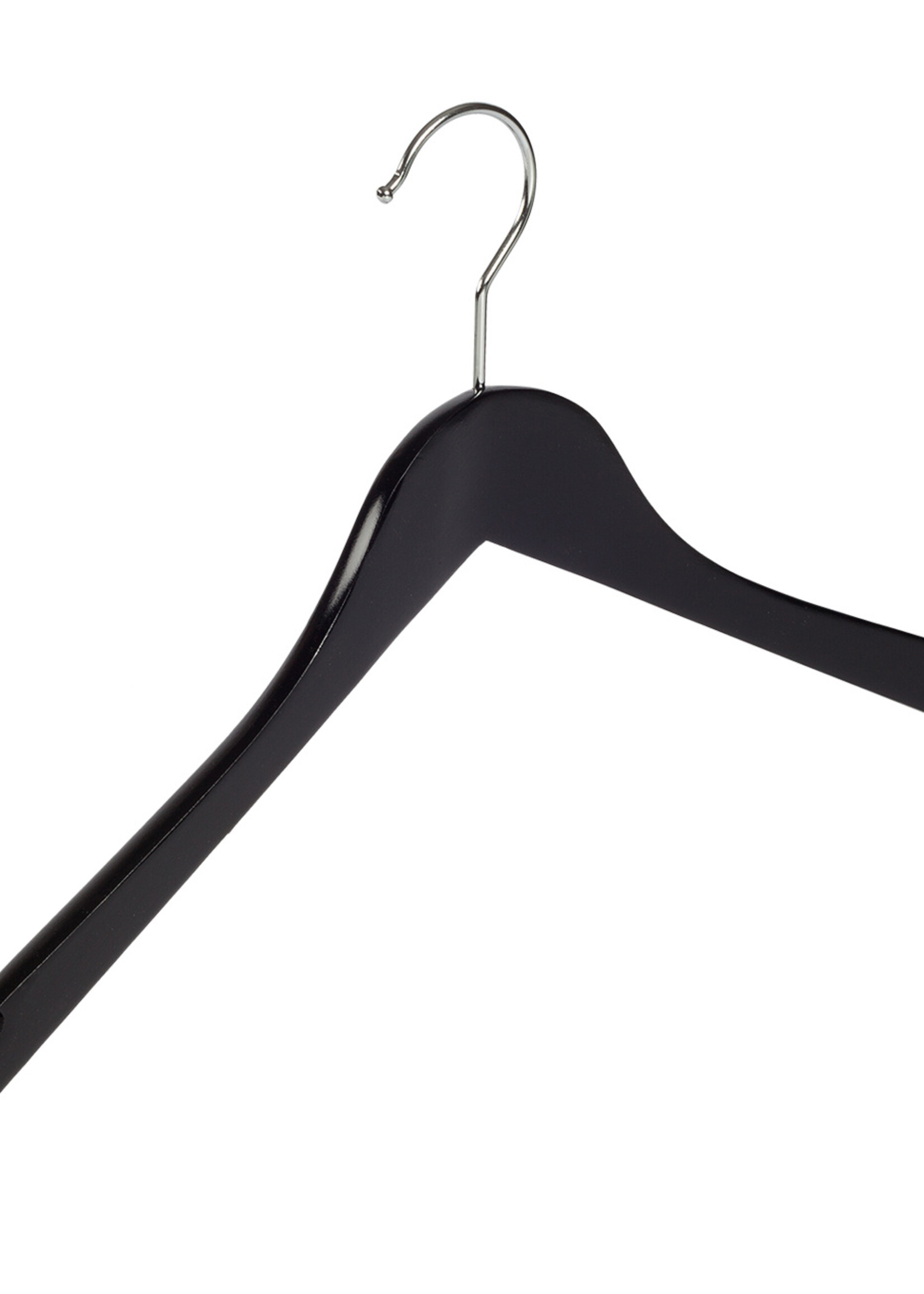 Kledinghanger - Volwassenen - 7101BA - 10 Stuks - Blousehanger - Shirthanger - Lotushout - Zwart Gelakt - Geknikt Model - Rokinkepingen - 44 cm - Kleerhanger