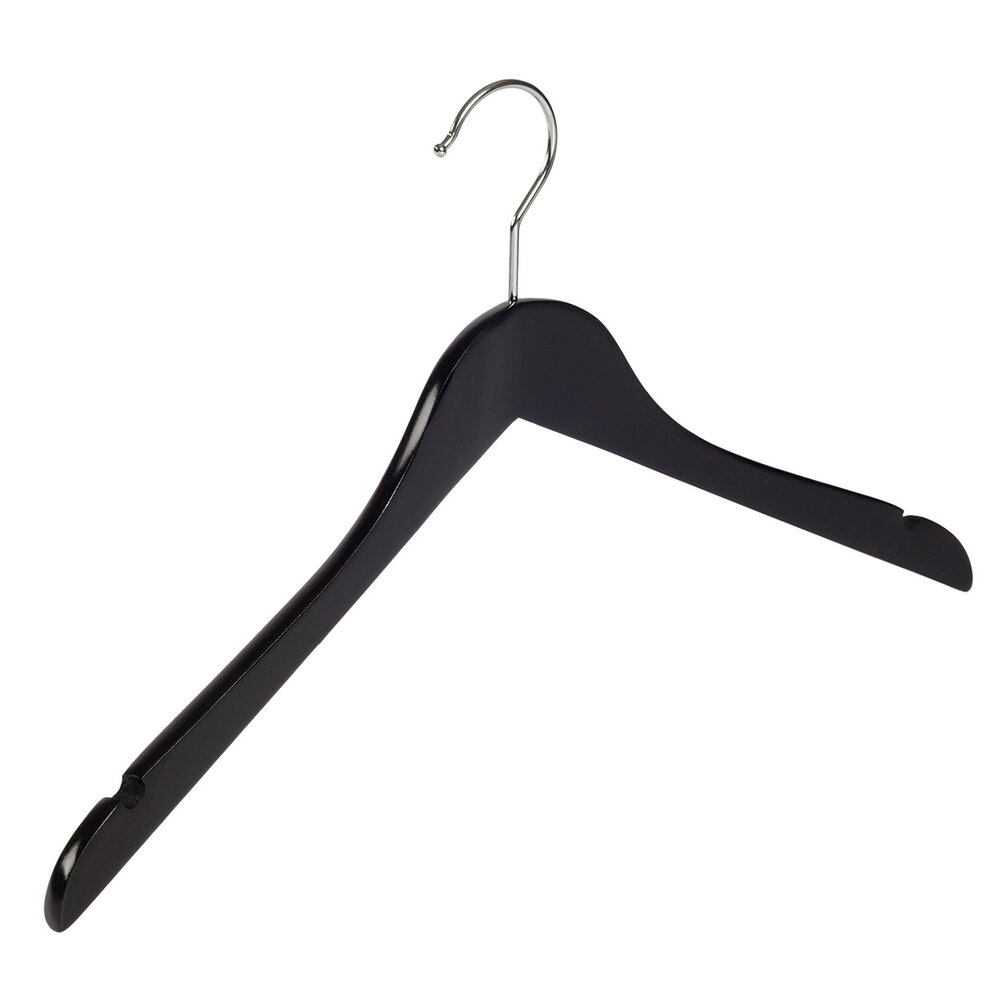 Kledinghanger - Volwassenen - 7101BA - 20 Stuks - Blousehanger - Shirthanger - Lotushout - Zwart Gelakt - Geknikt Model - Rokinkepingen - 44 cm - Kleerhanger
