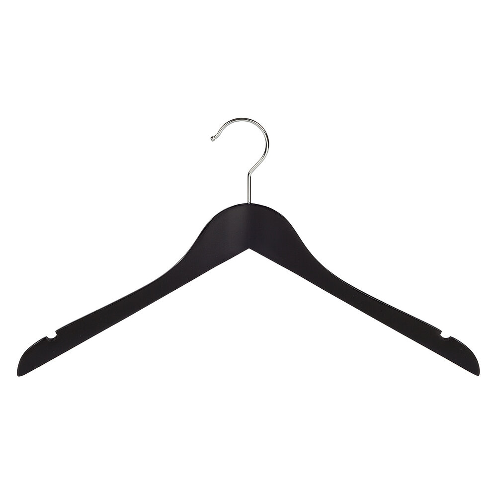 Kledinghanger - Volwassenen - 7101BA - 20 Stuks - Blousehanger - Shirthanger - Lotushout - Zwart Gelakt - Geknikt Model - Rokinkepingen - 44 cm - Kleerhanger