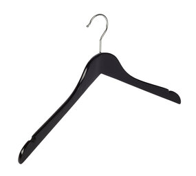 Kledinghanger - Volwassenen - 7101BA - 40 Stuks - Blousehanger - Shirthanger - Lotushout - Zwart Gelakt - Geknikt Model - Rokinkepingen - 44 cm - Kleerhanger