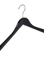 Kledinghanger - Volwassenen - 7101BA - 50 Stuks - Blousehanger - Shirthanger - Lotushout - Zwart Gelakt - Geknikt Model - Rokinkepingen - 44 cm - Kleerhanger
