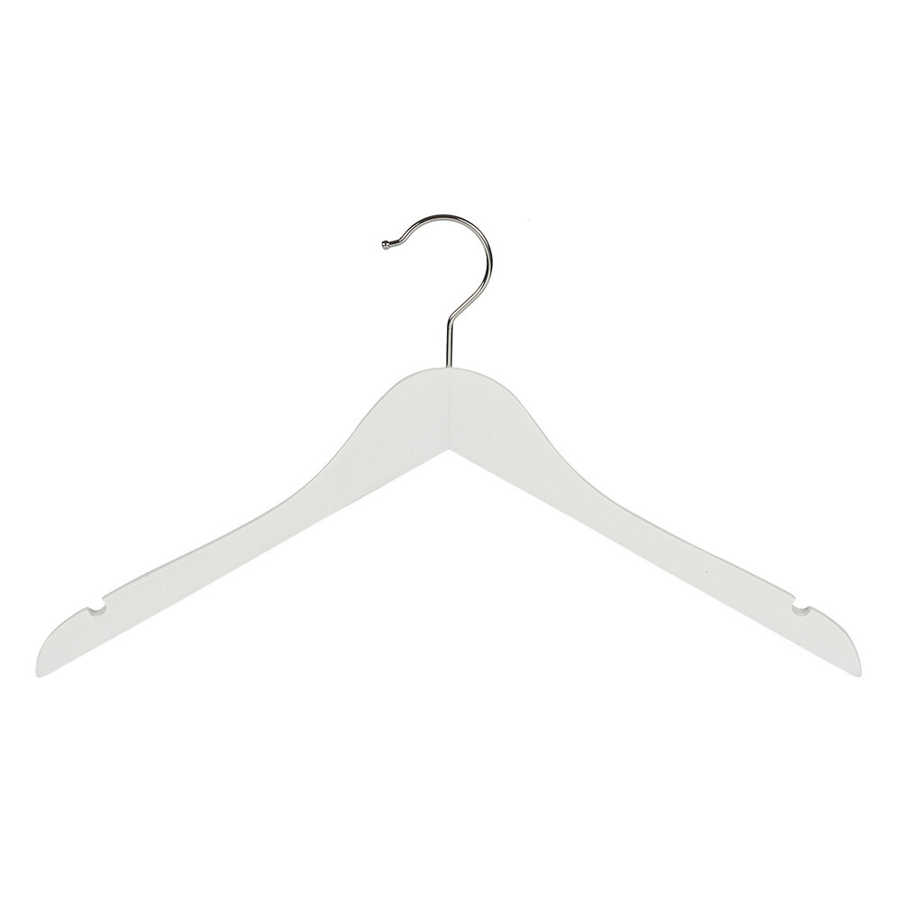 Kledinghanger - Volwassenen - 7101BA - 10 Stuks - Blousehanger - Shirthanger - Lotushout - Wit Gelakt - Geknikt Model - Rokinkepingen - 44 cm - Kleerhanger