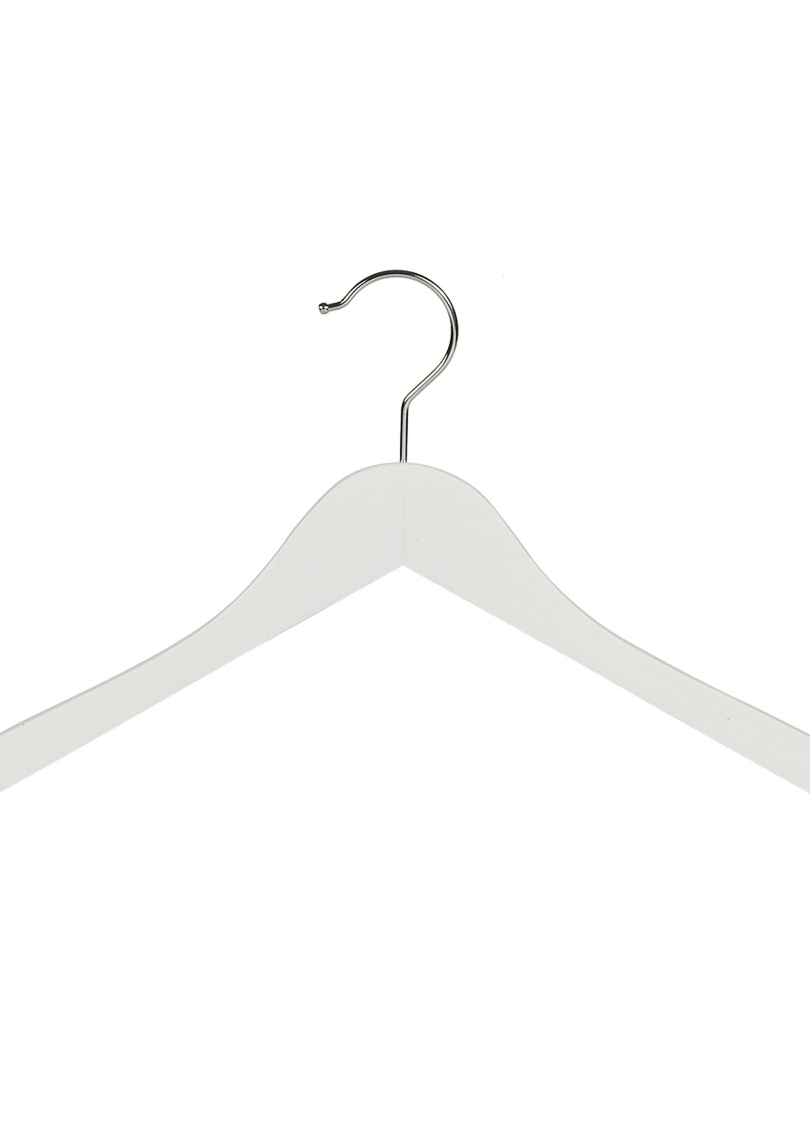 Kledinghanger - Volwassenen - 7101BA - 10 Stuks - Blousehanger - Shirthanger - Lotushout - Wit Gelakt - Geknikt Model - Rokinkepingen - 44 cm - Kleerhanger