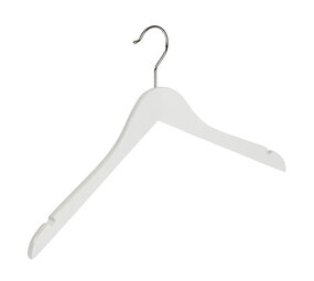 Kledinghanger - Volwassenen - 7101BA - 30 Stuks - Blousehanger - Shirthanger - Lotushout - Wit Gelakt - Geknikt Model - Rokinkepingen - 44 cm - Kleerhanger