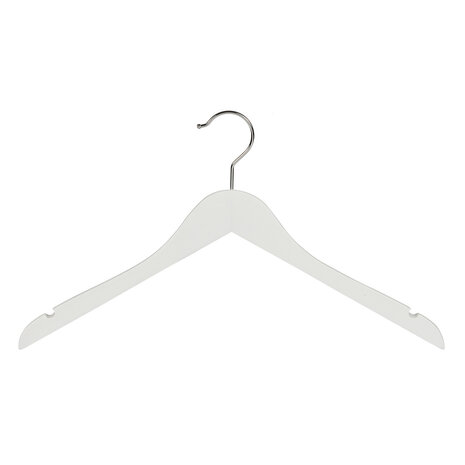 Kledinghanger - Volwassenen - 7101BA - 50 Stuks - Blousehanger - Shirthanger - Lotushout - Wit Gelakt - Geknikt Model - Rokinkepingen - 44 cm - Kleerhanger