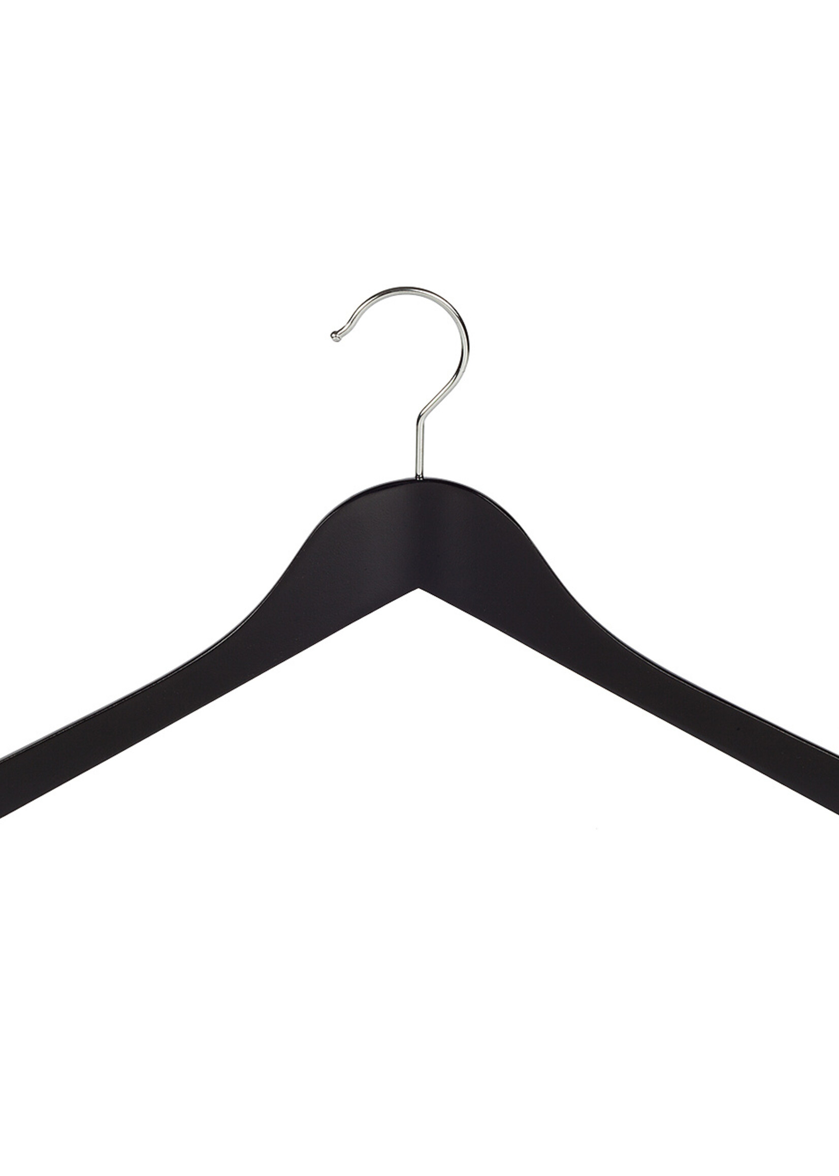 Kledinghanger - Volwassenen - 7102BA - 20 Stuks - Blousehanger - Shirthanger - Lotushout - Zwart Gelakt - Geknikt Model - 44 cm - Kleerhanger