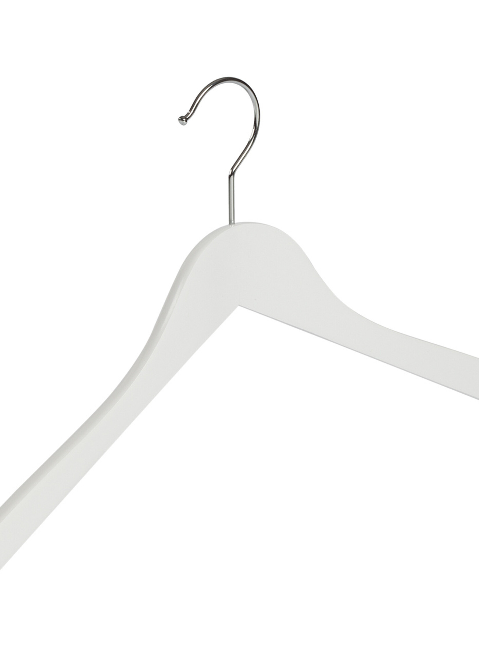 Kledinghanger - Volwassenen - 7102BA - 10 Stuks - Blousehanger - Shirthanger - Lotushout - Wit Gelakt - Geknikt Model - 44 cm - Kleerhanger