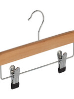 Knijperhanger - Baby - 7106BA - 20 Stuks - Lotushout - Naturel Gelakt - Verschuifbare Anti-slip knijpers - 28 cm - Rokhanger - Broekhanger - Pantalonhanger - Babyhanger