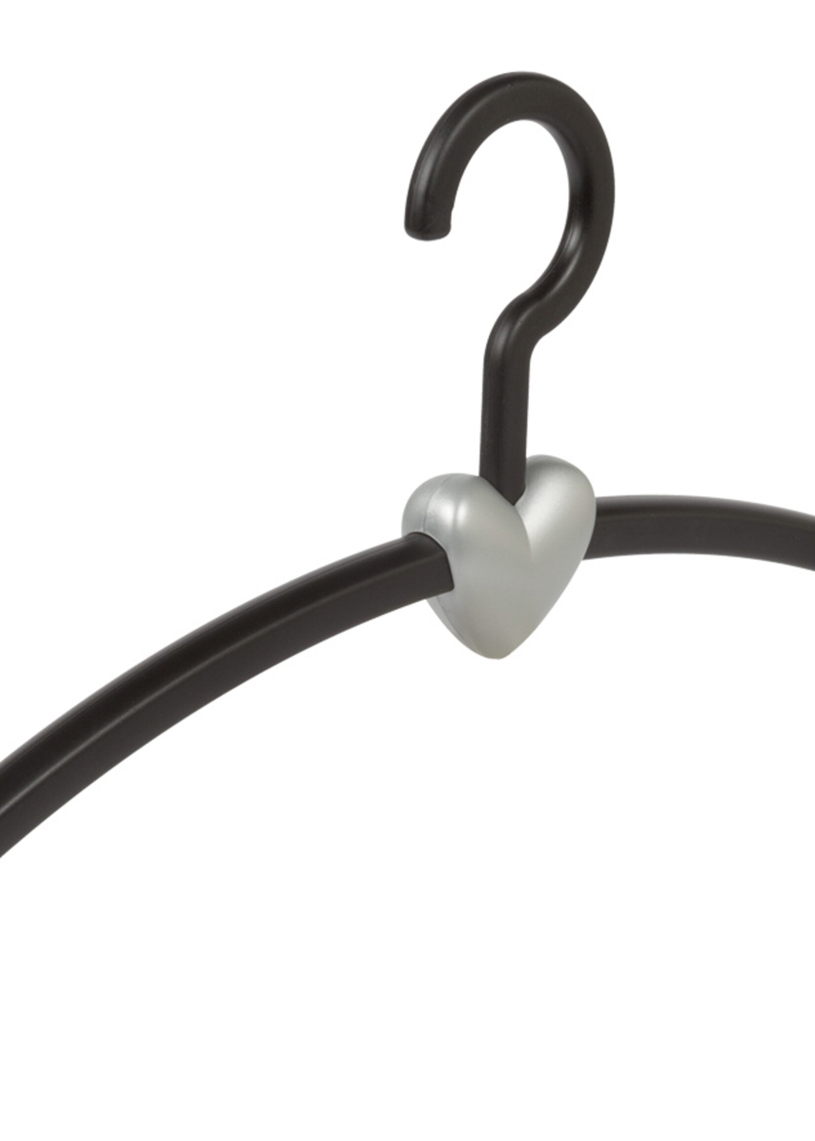 Garderobehanger - Jassenhanger - Volwassenen - 710720 - 12 Stuks - Eve - Kunststof - Zwart - Zilver - 45 cm - Kledinghanger - Kleerhanger