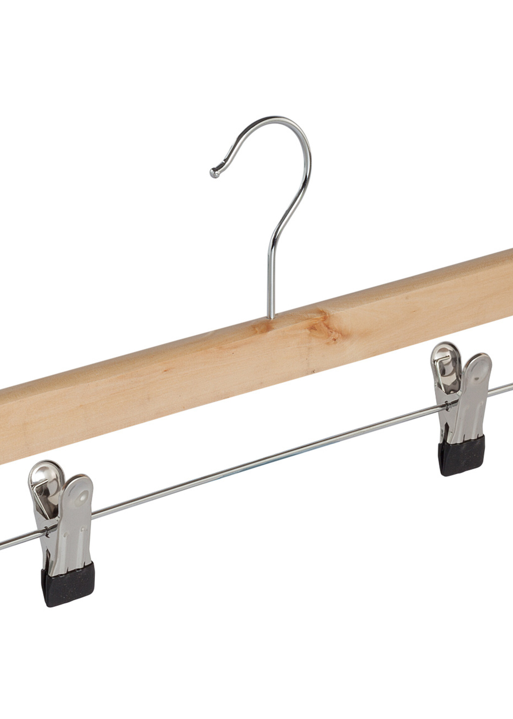 Knijperhanger - Kinderen - 7107BA - 40 Stuks - Lotushout - Naturel Gelakt - Verschuifbare Anti-slip knijpers - 34 cm - Rokhanger - Broekhanger - Pantalonhanger - Kinderhanger