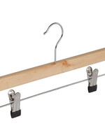 Knijperhanger - Kinderen - 7107BA - 50 Stuks - Lotushout - Naturel Gelakt - Verschuifbare Anti-slip knijpers - 34 cm - Rokhanger - Broekhanger - Pantalonhanger - Kinderhanger