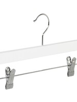 Knijperhanger - Kinderen - 7107BA - 20 Stuks - Lotushout - Wit Gelakt - Verschuifbare Anti-slip knijpers - 34 cm - Rokhanger - Broekhanger - Pantalonhanger - Kinderhanger