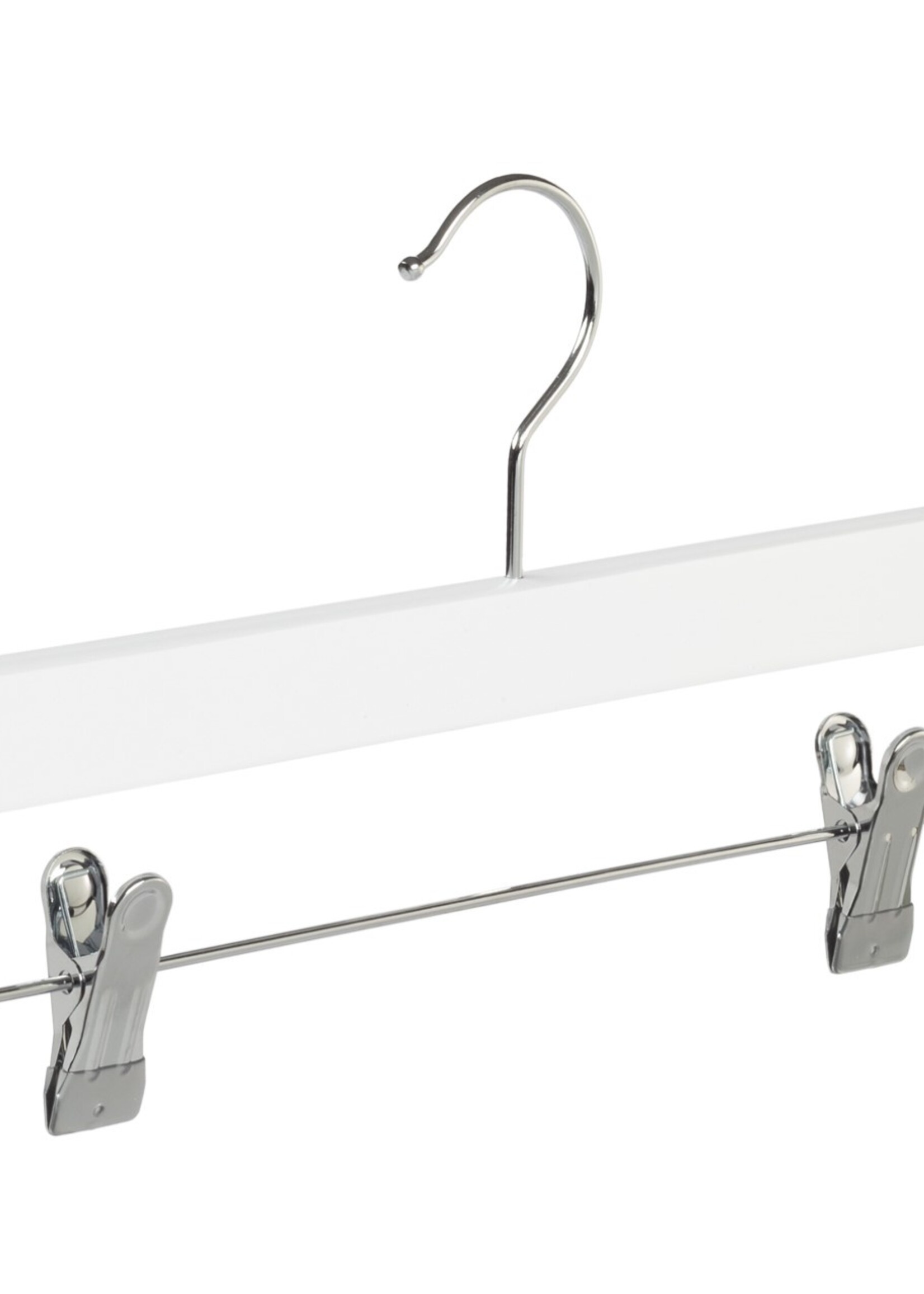 Knijperhanger - Kinderen - 7107BA - 20 Stuks - Lotushout - Wit Gelakt - Verschuifbare Anti-slip knijpers - 34 cm - Rokhanger - Broekhanger - Pantalonhanger - Kinderhanger