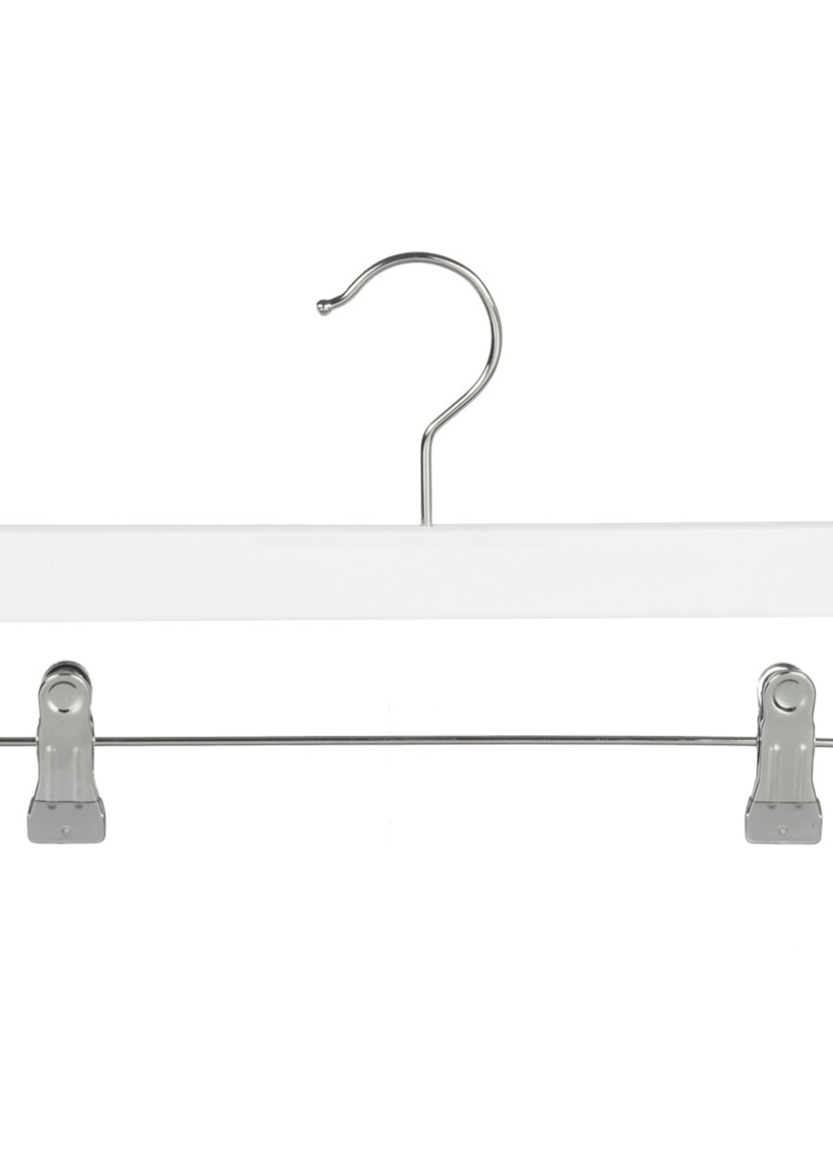 Knijperhanger - Kinderen - 7107BA - 50 Stuks - Lotushout - Wit Gelakt - Verschuifbare Anti-slip knijpers - 34 cm - Rokhanger - Broekhanger - Pantalonhanger - Kinderhanger
