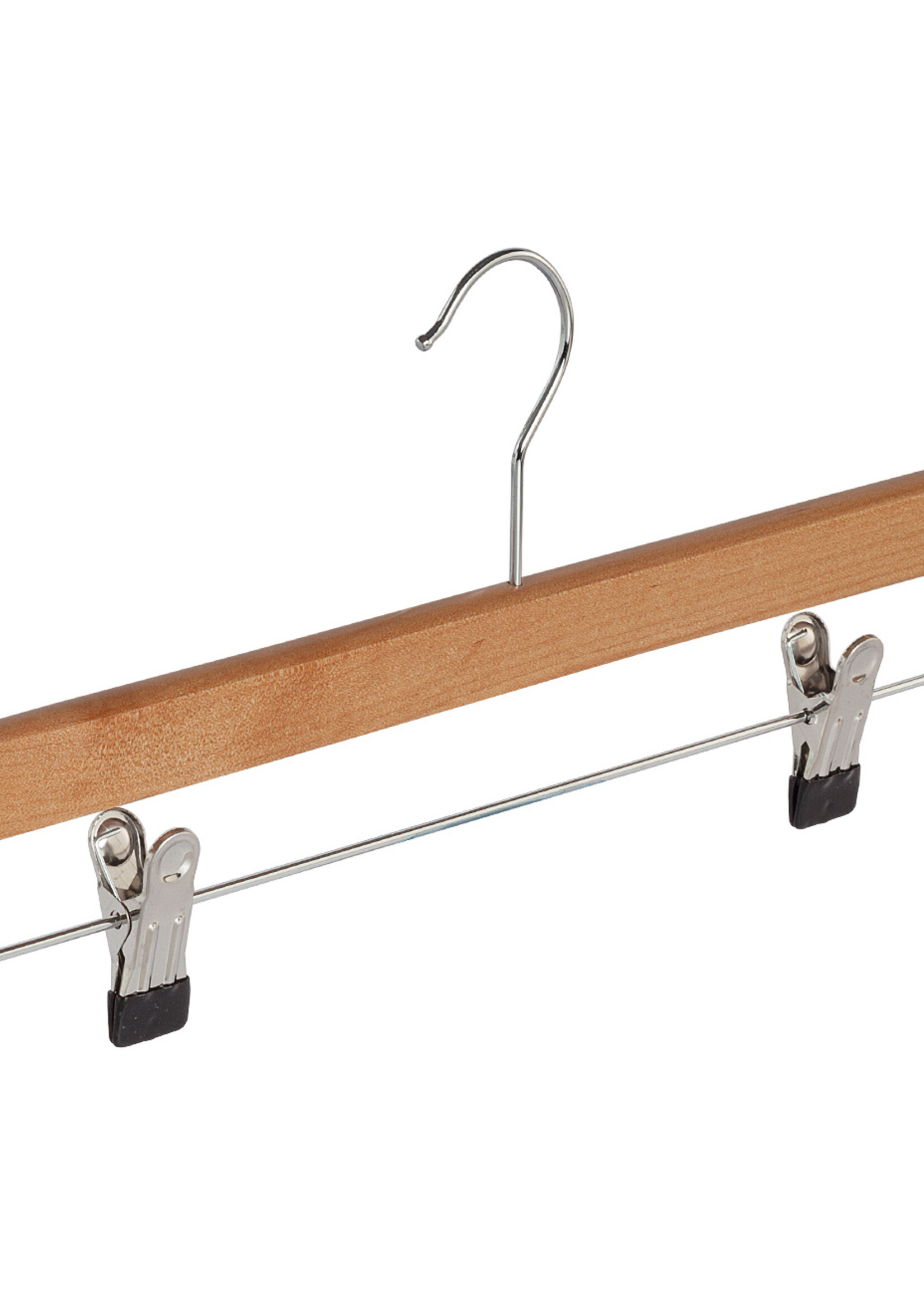 Knijperhanger - Volwassenen - 7108BA - 30 Stuks - Lotushout - Naturel Gelakt - Verschuifbare Anti-slip knijpers - 40 cm - Rokhanger - Broekhanger - Pantalonhanger