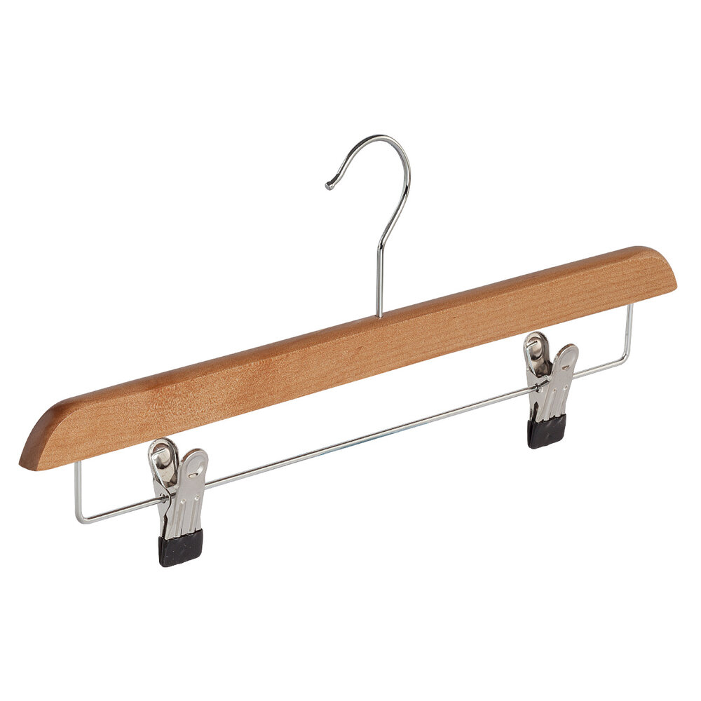 Knijperhanger - Volwassenen - 7108BA - 50 Stuks - Lotushout - Naturel Gelakt - Verschuifbare Anti-slip knijpers - 40 cm - Rokhanger - Broekhanger - Pantalonhanger