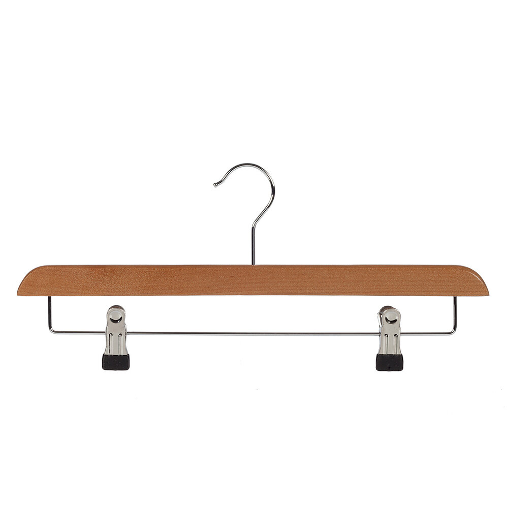 Knijperhanger - Volwassenen - 7108BA - 50 Stuks - Lotushout - Naturel Gelakt - Verschuifbare Anti-slip knijpers - 40 cm - Rokhanger - Broekhanger - Pantalonhanger
