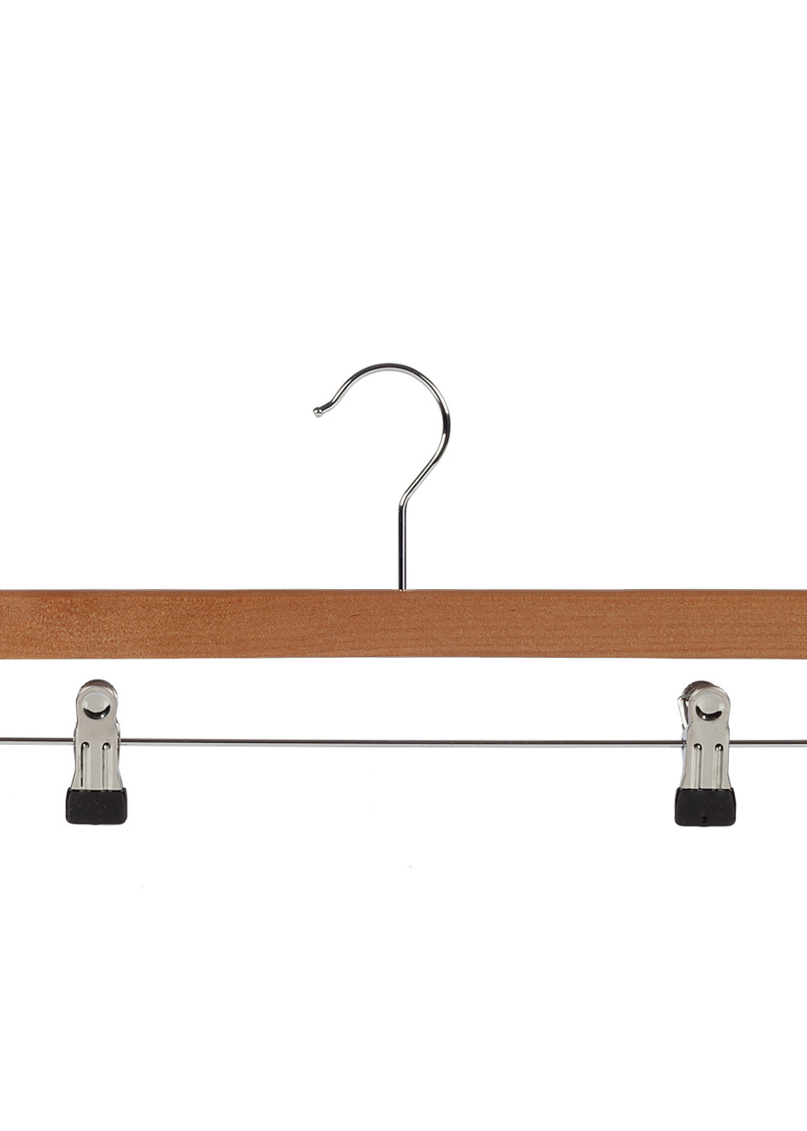 Knijperhanger - Volwassenen - 7108BA - 50 Stuks - Lotushout - Naturel Gelakt - Verschuifbare Anti-slip knijpers - 40 cm - Rokhanger - Broekhanger - Pantalonhanger