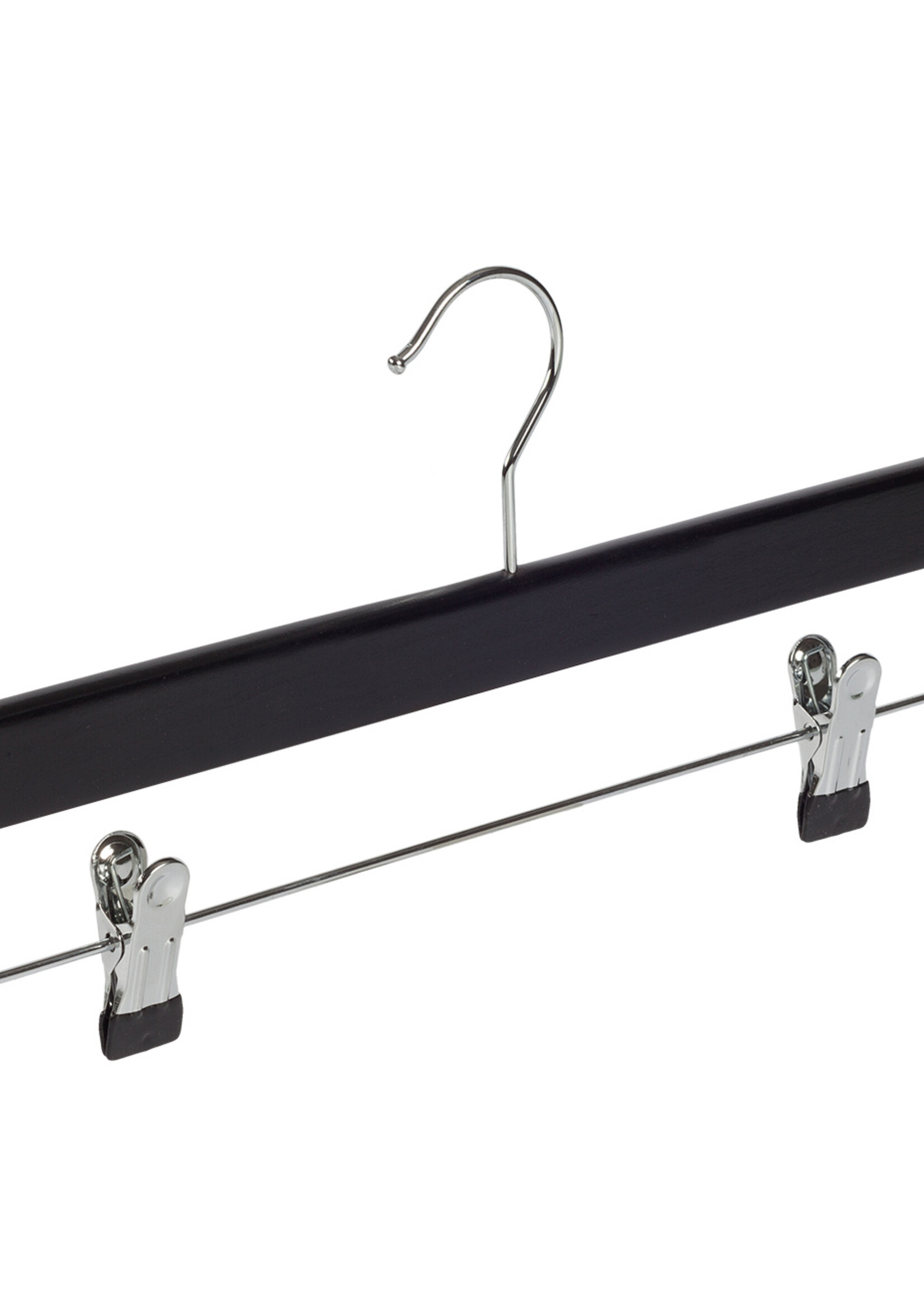 Knijperhanger - Volwassenen - 7108BA - 10 Stuks - Lotushout - Zwart Gelakt - Verschuifbare Anti-slip knijpers - 40 cm - Rokhanger - Broekhanger - Pantalonhanger