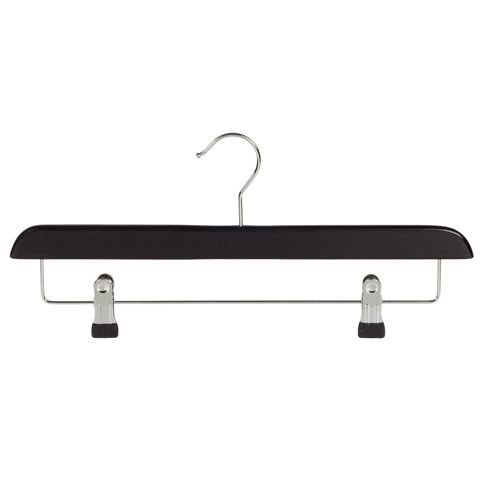 Knijperhanger - Volwassenen - 7108BA - 10 Stuks - Lotushout - Zwart Gelakt - Verschuifbare Anti-slip knijpers - 40 cm - Rokhanger - Broekhanger - Pantalonhanger