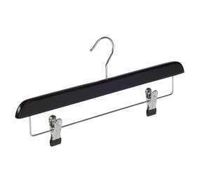 Knijperhanger - Volwassenen - 7108BA - 20 Stuks - Lotushout - Zwart Gelakt - Verschuifbare Anti-slip knijpers - 40 cm - Rokhanger - Broekhanger - Pantalonhanger