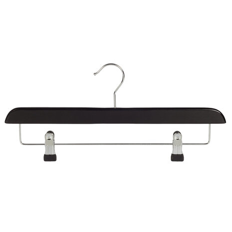 Knijperhanger - Volwassenen - 7108BA - 20 Stuks - Lotushout - Zwart Gelakt - Verschuifbare Anti-slip knijpers - 40 cm - Rokhanger - Broekhanger - Pantalonhanger