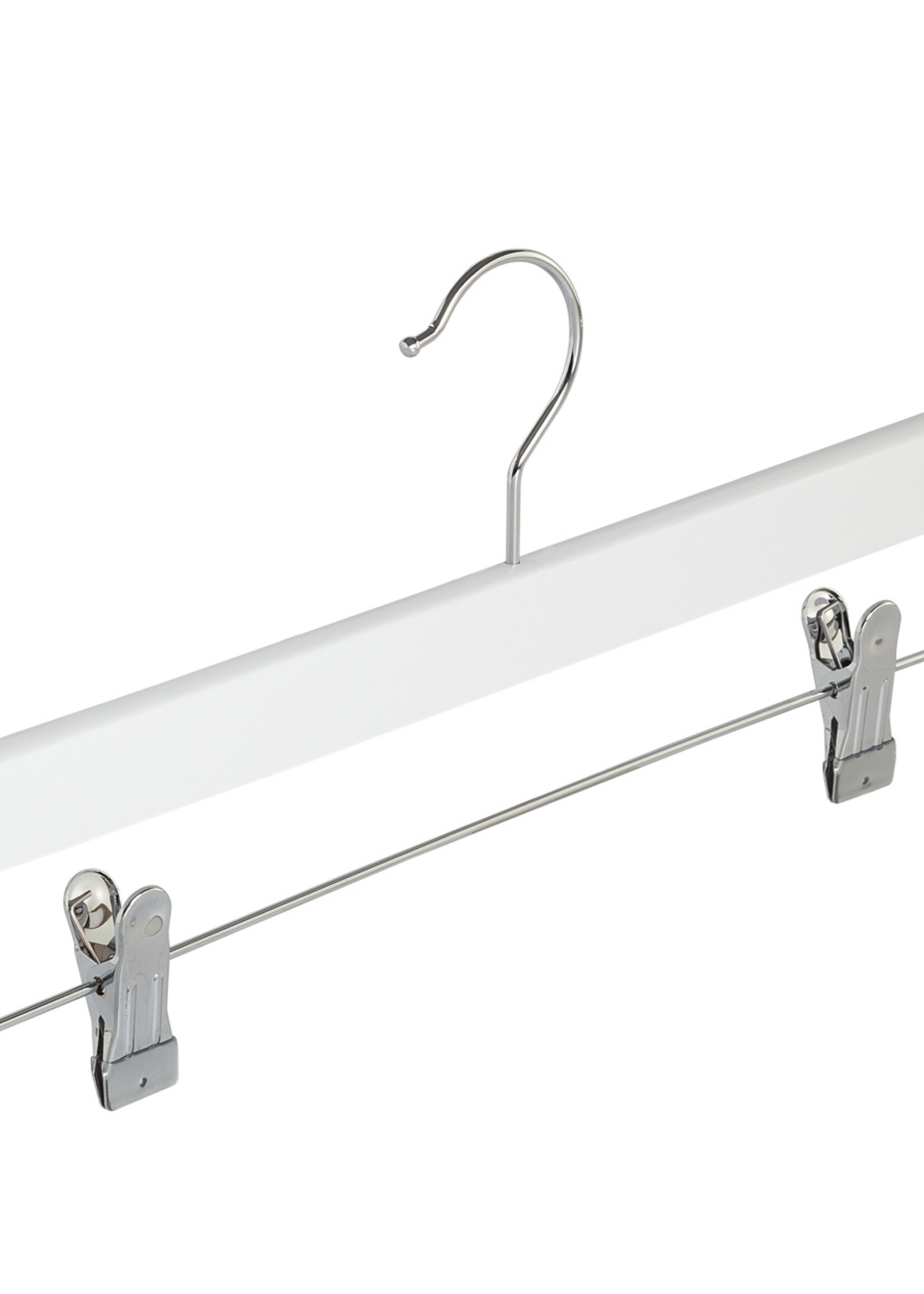 Knijperhanger - Volwassenen - 7108BA - 10 Stuks - Lotushout - Wit Gelakt - Verschuifbare Anti-slip knijpers - 40 cm - Rokhanger - Broekhanger - Pantalonhanger