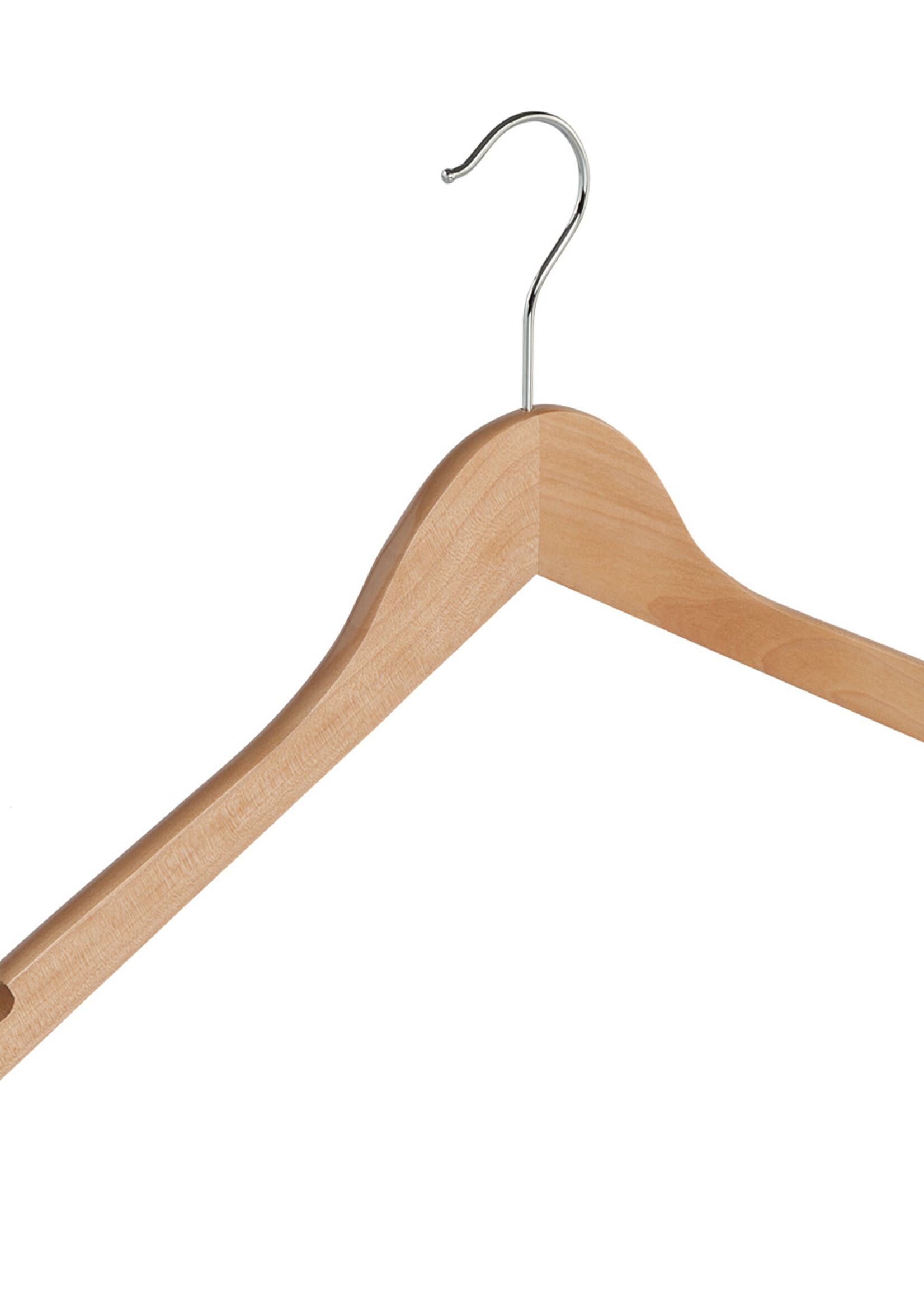 Kledinghanger - Volwassenen - 7111BA - 10 Stuks - Blousehanger - Shirthanger - Lotushout - Naturel Gelakt - Vlak Model - Rokinkepingen - 44 cm - Kleerhanger