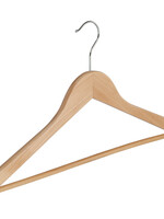 Kledinghanger - Volwassenen - 7115BA - 20 Stuks - Blousehanger - Shirthanger - Lotushout - Naturel Gelakt - Vlak Model - Broeklat - 44 cm - Kleerhanger