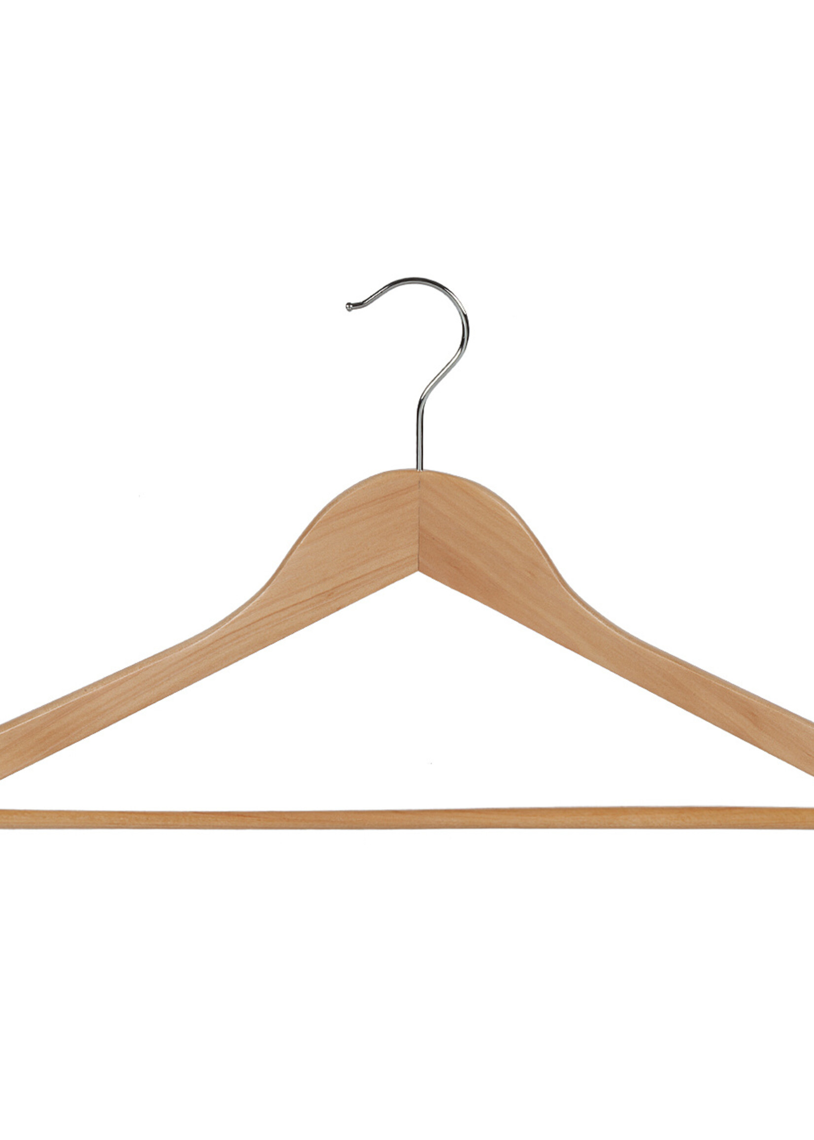 Kledinghanger - Volwassenen - 7115BA - 40 Stuks - Blousehanger - Shirthanger - Lotushout - Naturel Gelakt - Vlak Model - Broeklat - 44 cm - Kleerhanger