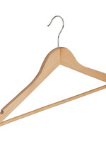 Kledinghanger - Volwassenen - 7116BA - 20 Stuks - Blousehanger - Shirthanger - Lotushout - Naturel Gelakt - Vlak Model - Rokinkepingen en Broeklat - 44 cm - Kleerhanger