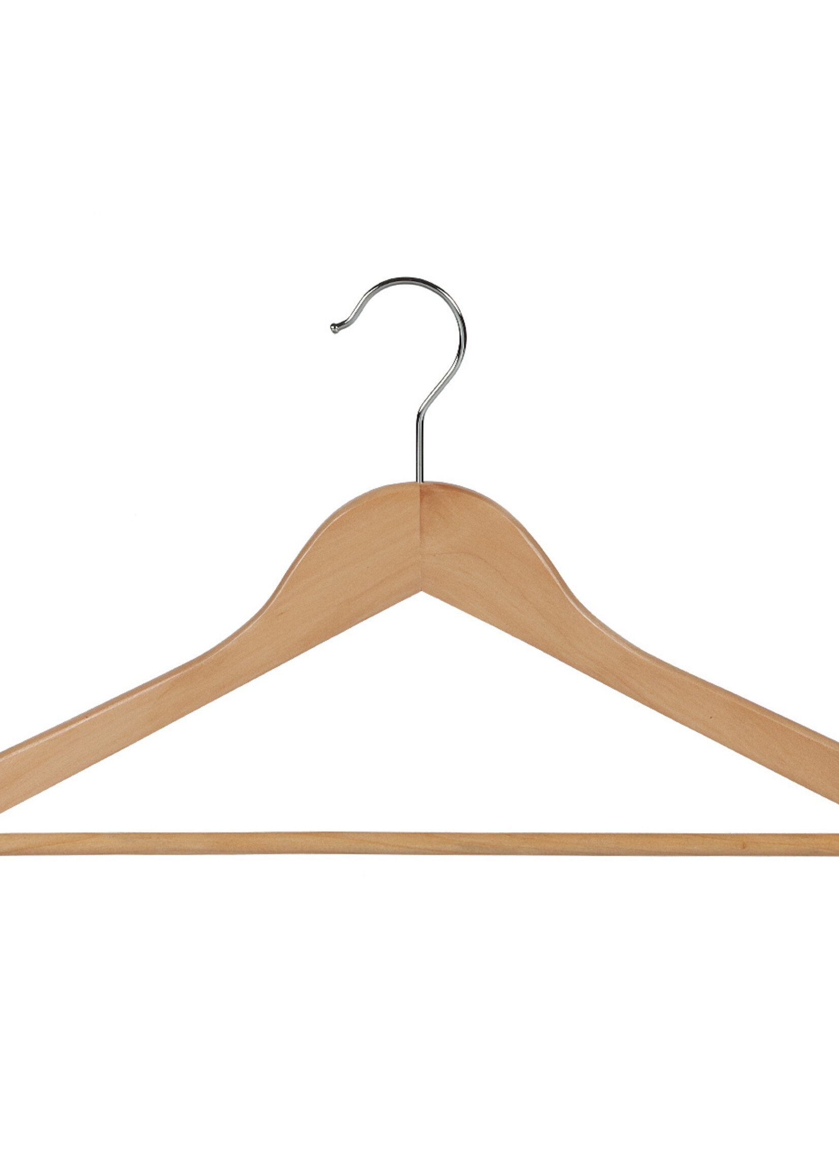 Kledinghanger - Volwassenen - 7116BA - 20 Stuks - Blousehanger - Shirthanger - Lotushout - Naturel Gelakt - Vlak Model - Rokinkepingen en Broeklat - 44 cm - Kleerhanger