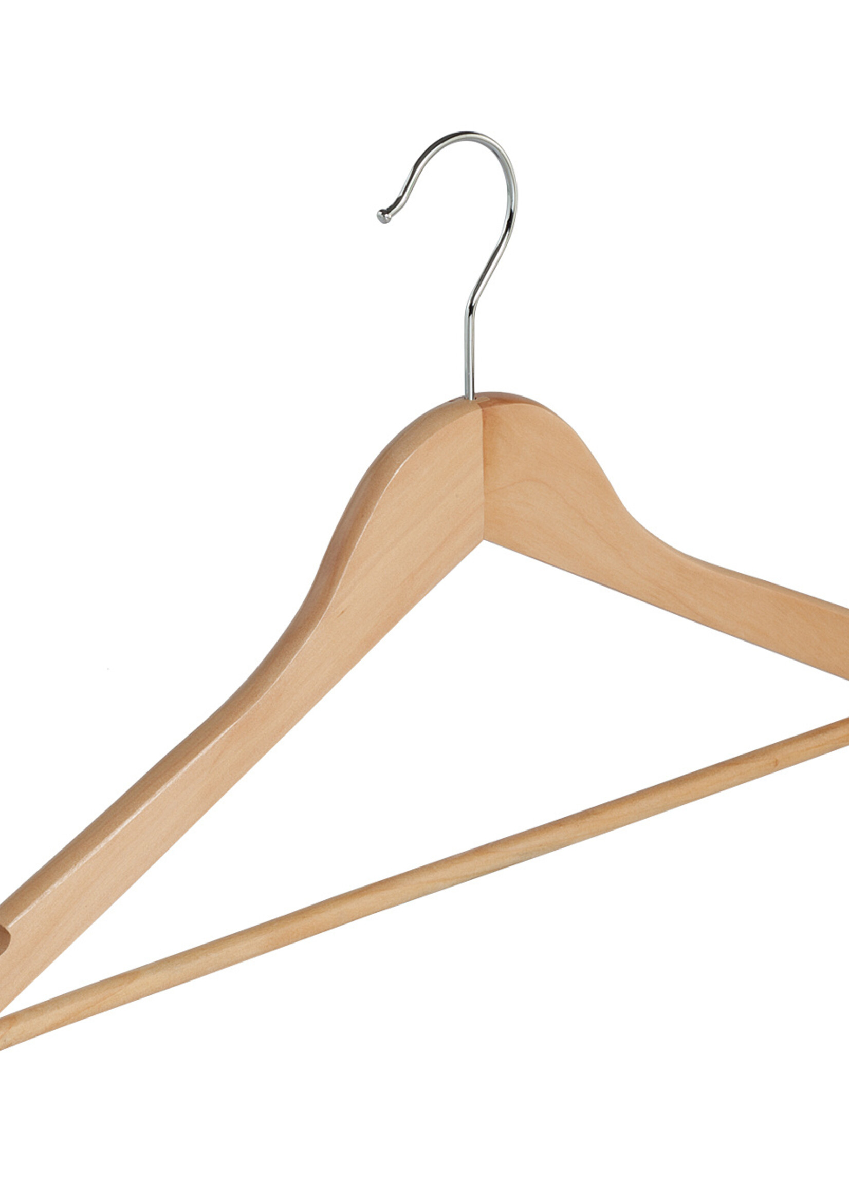 Kledinghanger - Volwassenen - 7116BA - 40 Stuks - Blousehanger - Shirthanger - Lotushout - Naturel Gelakt - Vlak Model - Rokinkepingen en Broeklat - 44 cm - Kleerhanger