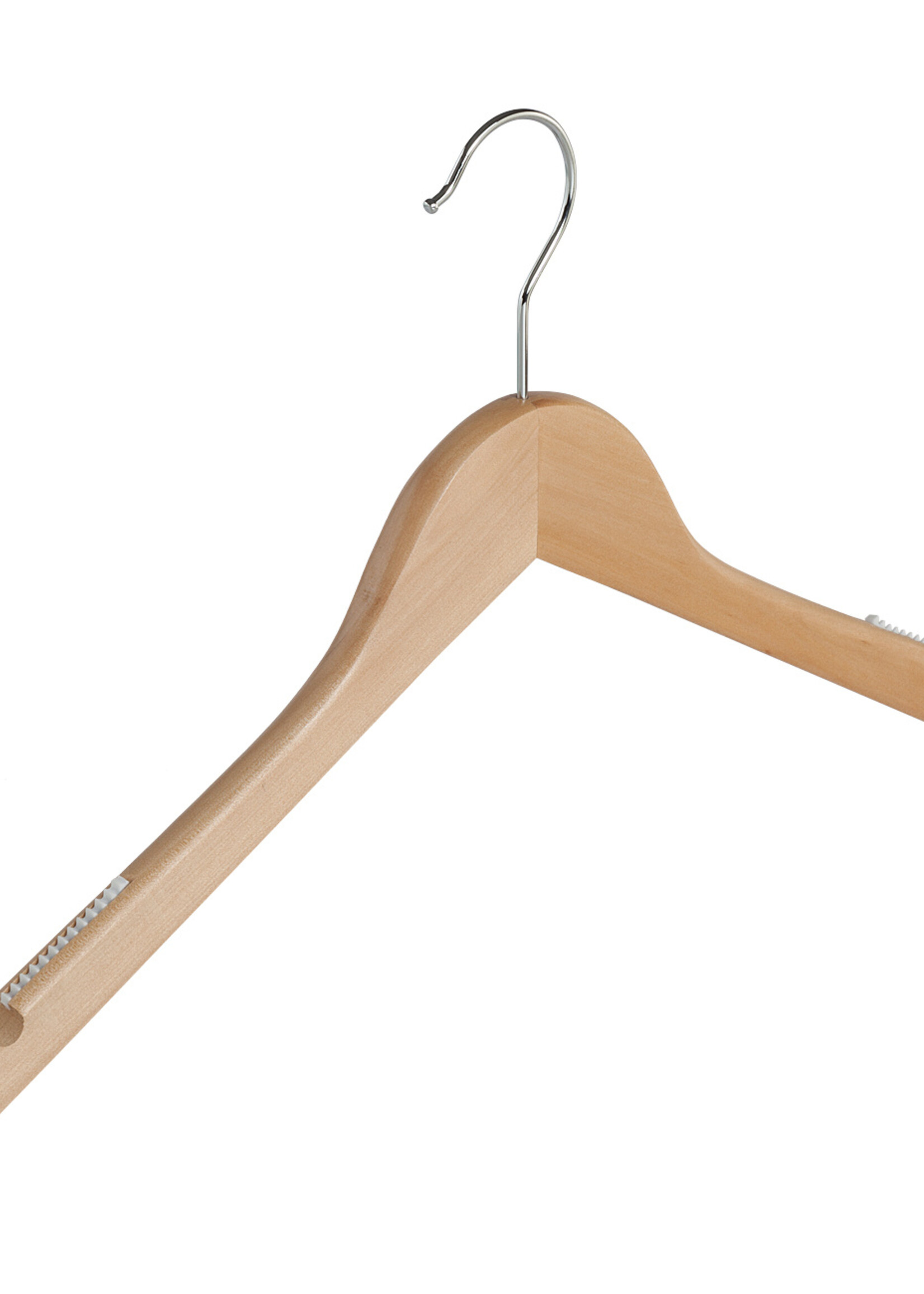 Kledinghanger - Volwassenen - 7118BA - 20 Stuks - Blousehanger - Shirthanger - Lotushout - Naturel Gelakt - Vlak Model - Rokinkepingen - Anti-slip op Schouders - 44 cm - Kleerhanger
