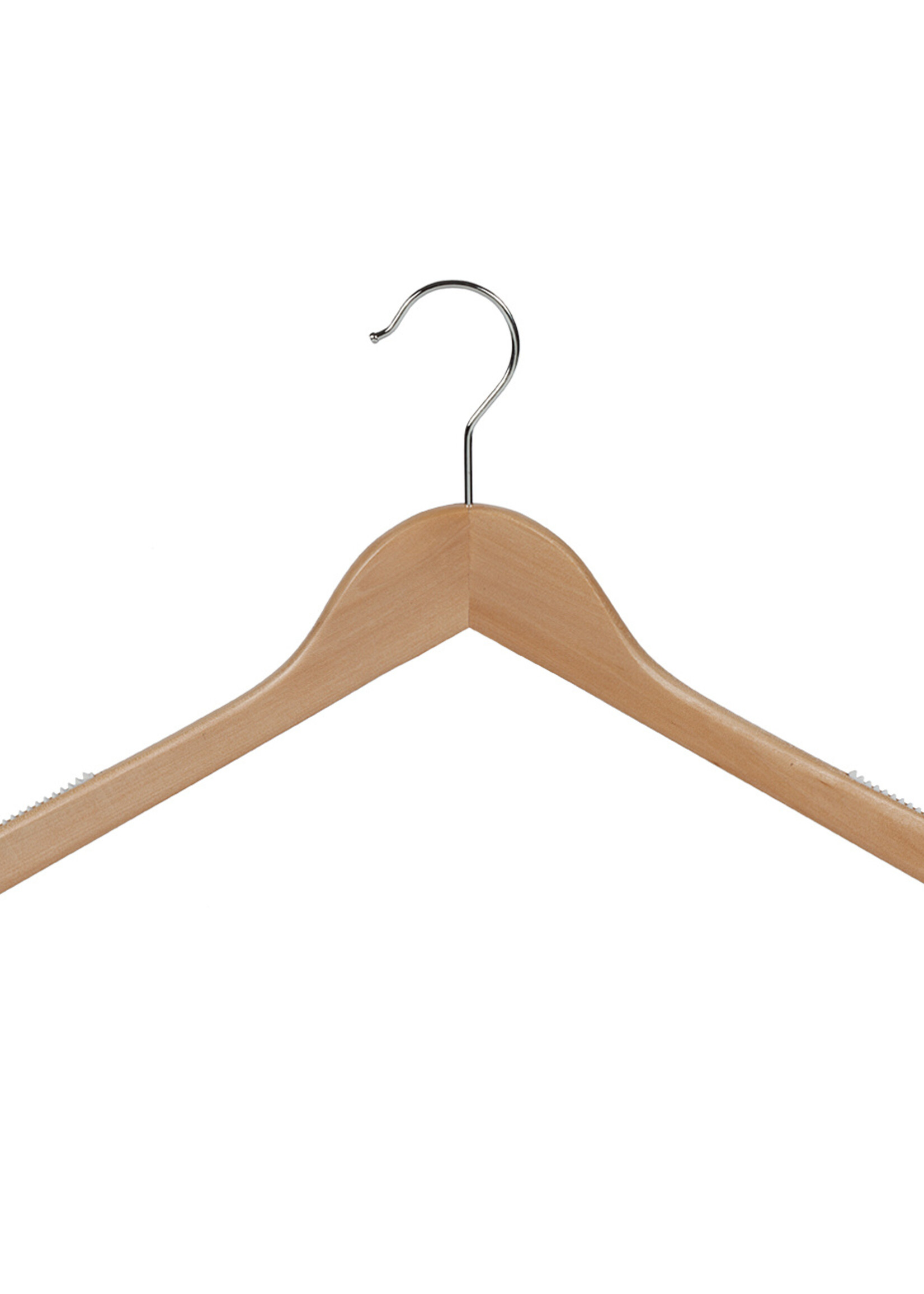 Kledinghanger - Volwassenen - 7118BA - 20 Stuks - Blousehanger - Shirthanger - Lotushout - Naturel Gelakt - Vlak Model - Rokinkepingen - Anti-slip op Schouders - 44 cm - Kleerhanger