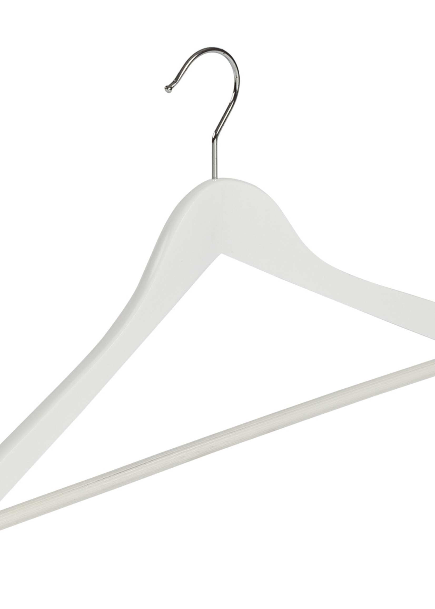 Kledinghanger - Volwassenen - 7130BA - 20 Stuks - Blousehanger - Shirthanger - Lotushout - Wit Gelakt - Geknikt Model - Anti-slip Broeklat - 44 cm - Kleerhanger