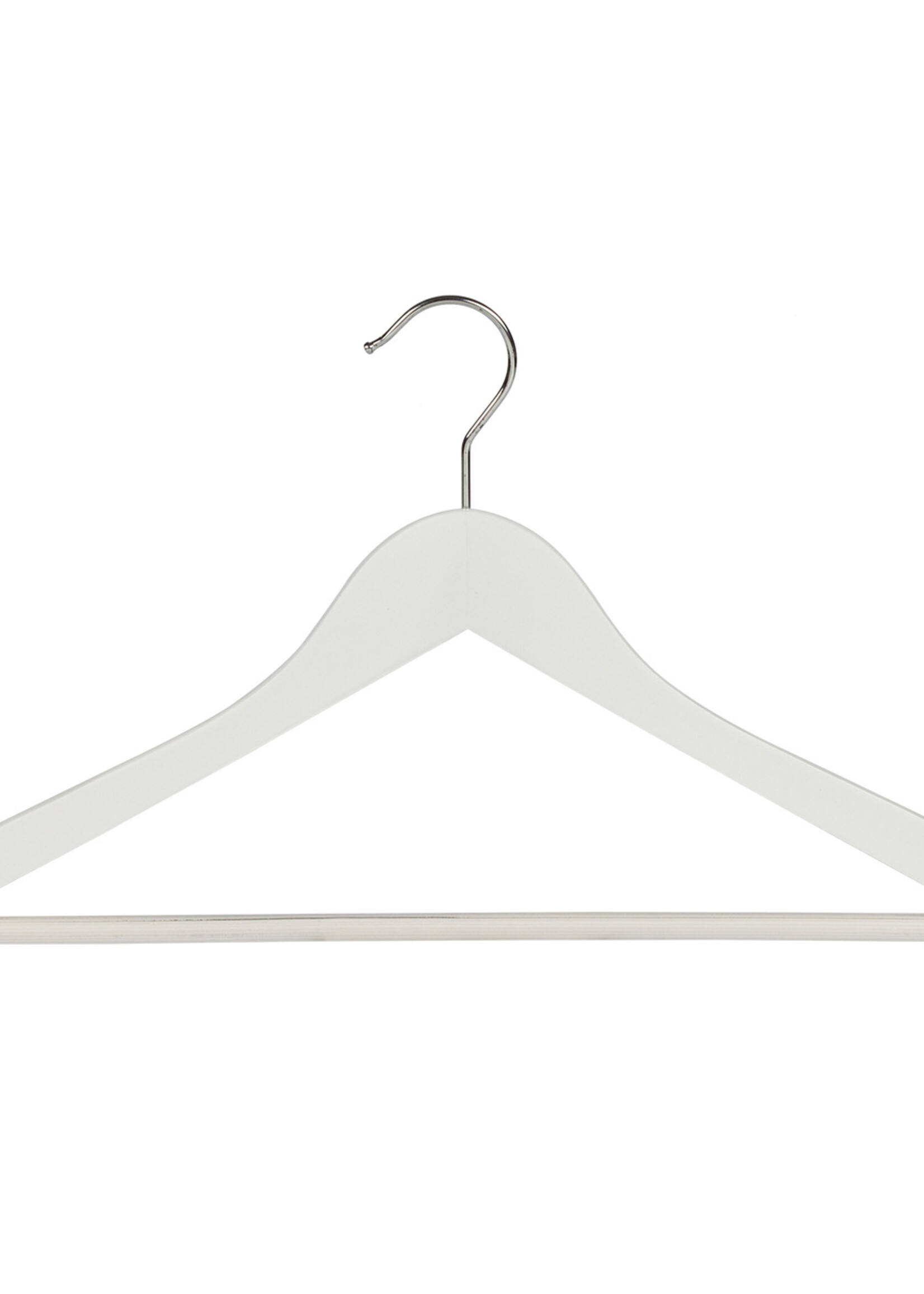 Kledinghanger - Volwassenen - 7130BA - 20 Stuks - Blousehanger - Shirthanger - Lotushout - Wit Gelakt - Geknikt Model - Anti-slip Broeklat - 44 cm - Kleerhanger