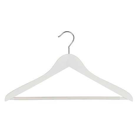 Kledinghanger - Volwassenen - 7130BA - 20 Stuks - Blousehanger - Shirthanger - Lotushout - Wit Gelakt - Geknikt Model - Anti-slip Broeklat - 44 cm - Kleerhanger