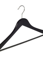 Kledinghanger - Volwassenen - 7131BA - 30 Stuks - Blousehanger - Shirthanger - Lotushout - Zwart Gelakt - Geknikt Model - Rokinkepingen en Anti-slip Broeklat - 44 cm - Kleerhanger