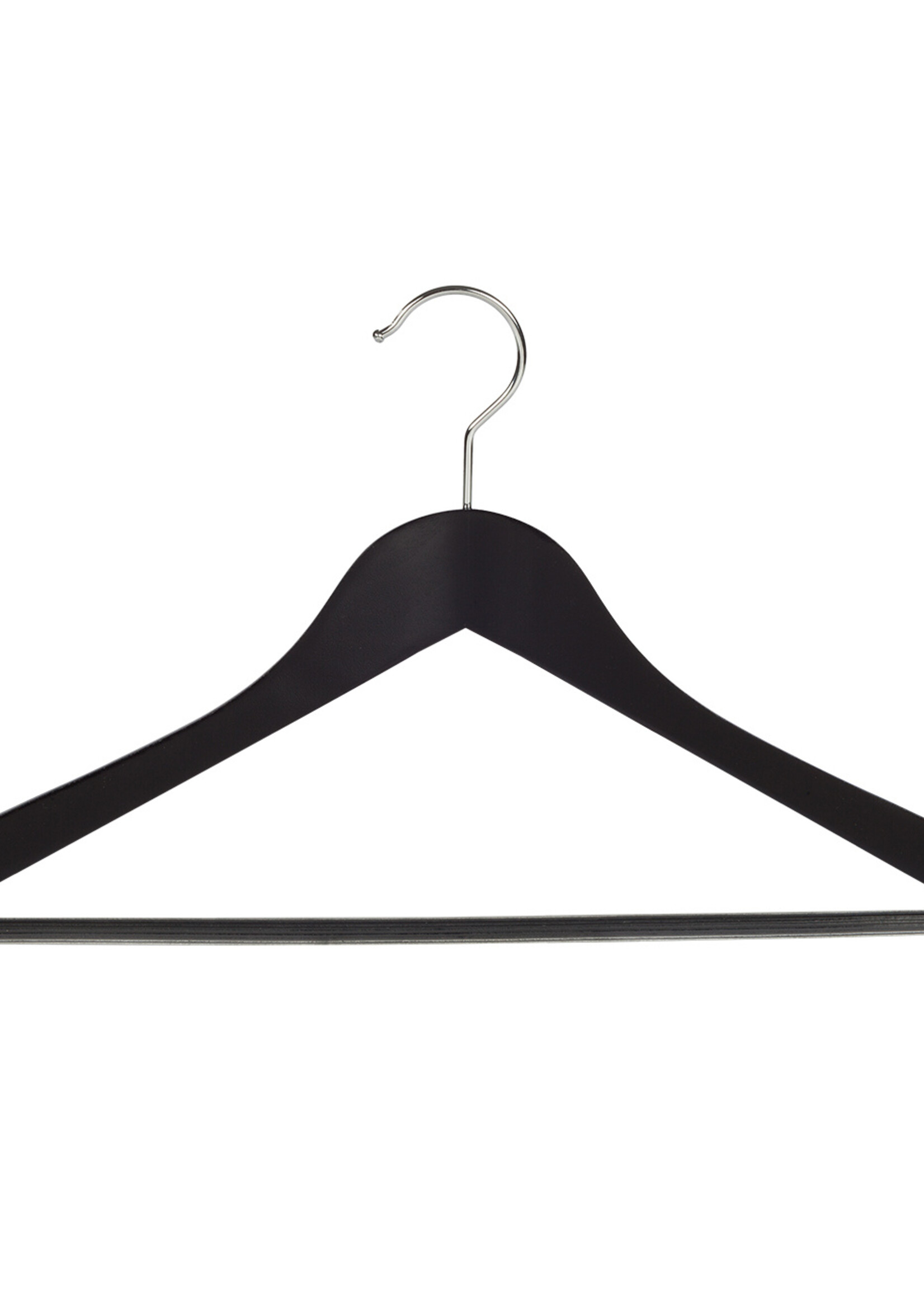Kledinghanger - Volwassenen - 7131BA - 50 Stuks - Blousehanger - Shirthanger - Lotushout - Zwart Gelakt - Geknikt Model - Rokinkepingen en Anti-slip Broeklat - 44 cm - Kleerhanger