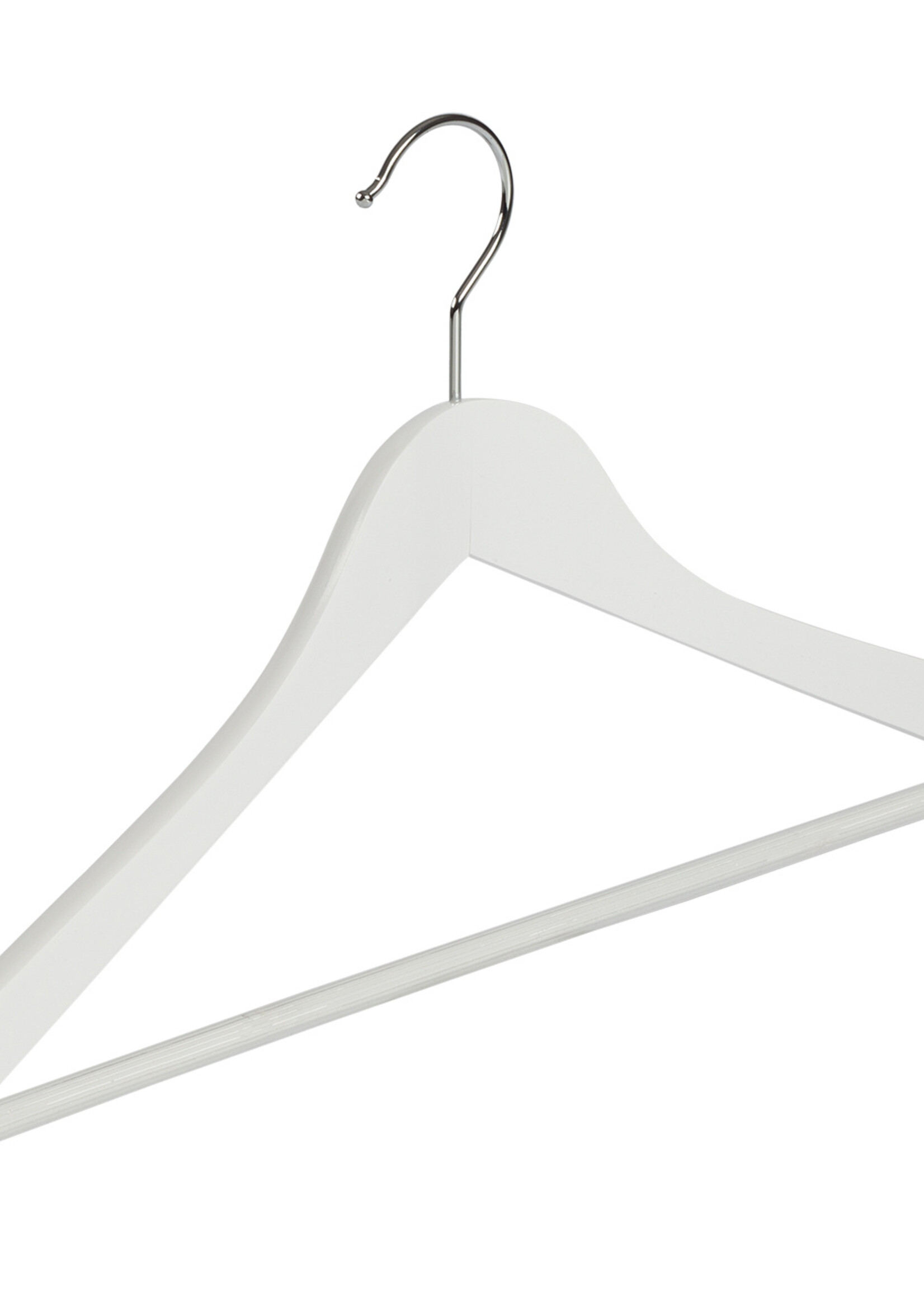 Kledinghanger - Volwassenen - 7131BA - 40 Stuks - Blousehanger - Shirthanger - Lotushout - Wit Gelakt - Geknikt Model - Rokinkepingen en Anti-slip Broeklat - 44 cm - Kleerhanger