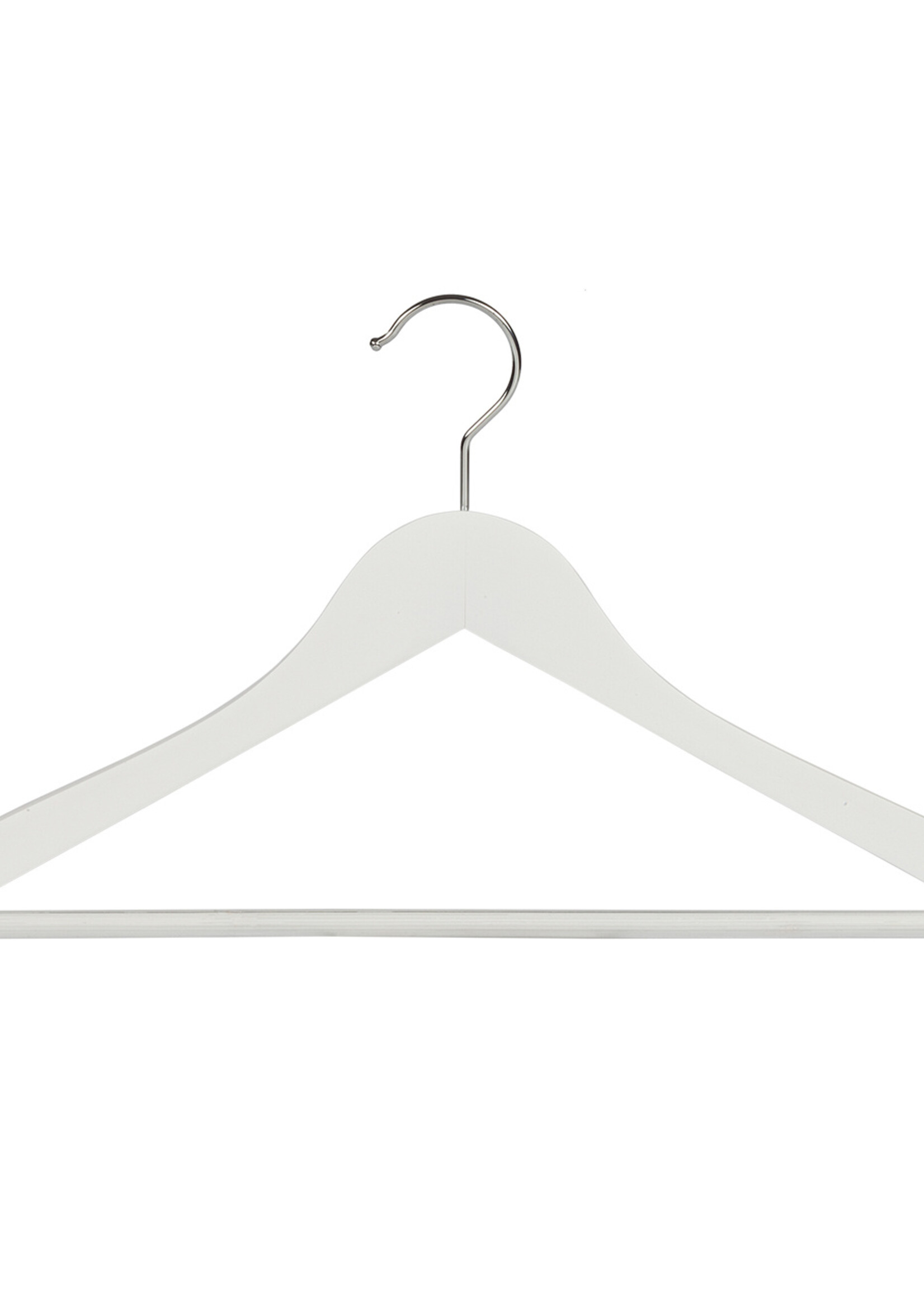 Kledinghanger - Volwassenen - 7131BA - 40 Stuks - Blousehanger - Shirthanger - Lotushout - Wit Gelakt - Geknikt Model - Rokinkepingen en Anti-slip Broeklat - 44 cm - Kleerhanger