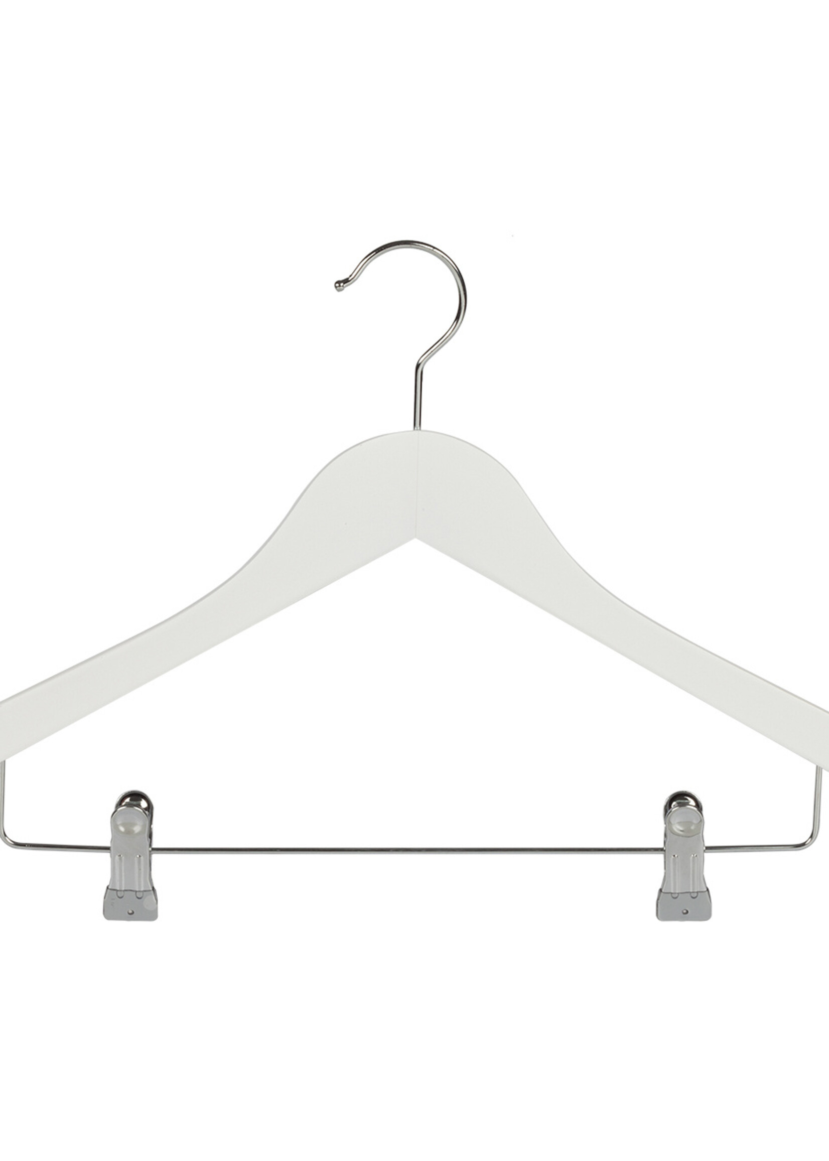 Kledinghanger - Volwassenen - 7135BA - 30 Stuks - Blousehanger - Shirthanger - Lotushout - Wit Gelakt - Geknikt Model - Rokinkepingen en Anti-slip Knijpers - 44 cm - Kleerhanger