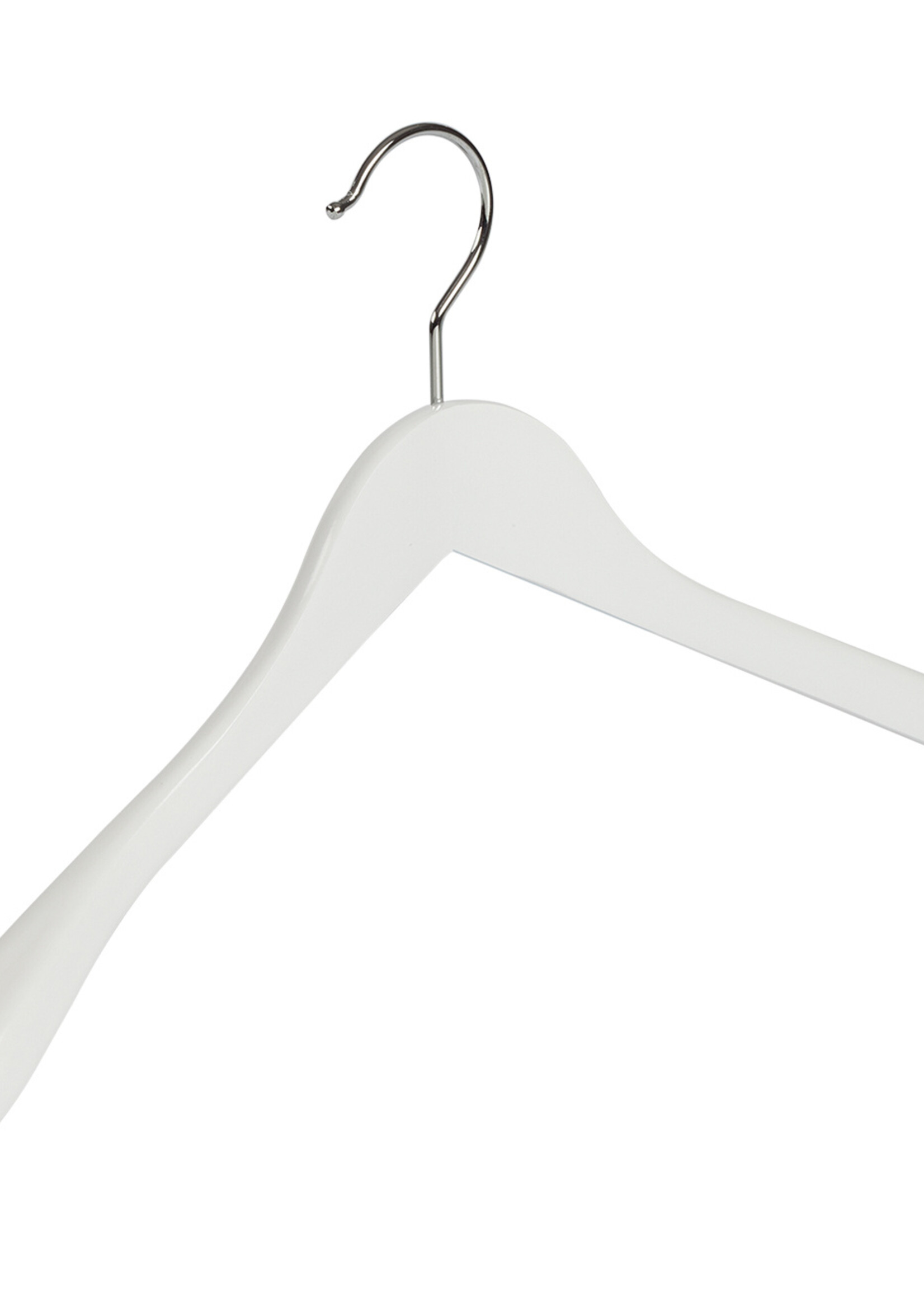 Mantelhanger - Kostuumhanger - Jassenhanger - Volwassenen - 7244BA - 10 Stuks - Lotushout - Wit Gelakt - Schouderverbreding 3 cm - 41 cm - Kledinghanger - Kleerhanger