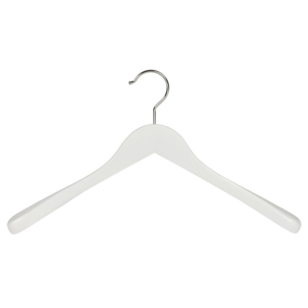 Mantelhanger - Kostuumhanger - Jassenhanger - Volwassenen - 7244BA - 20 Stuks - Lotushout - Wit Gelakt - Schouderverbreding 3 cm - 41 cm - Kledinghanger - Kleerhanger
