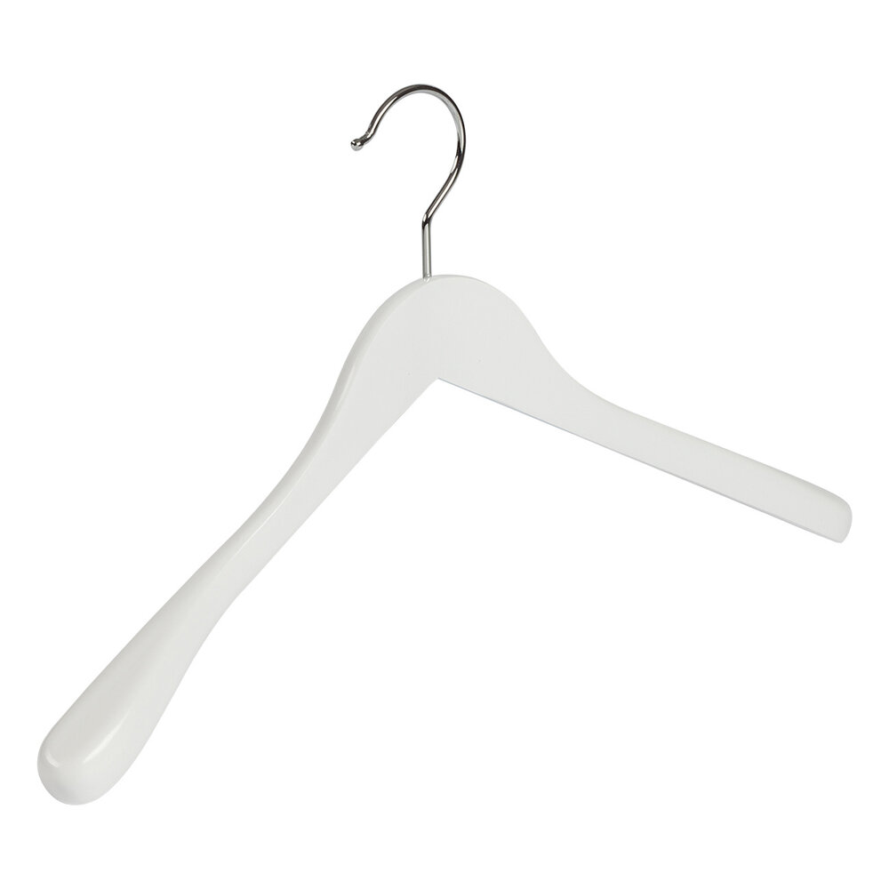 Mantelhanger - Kostuumhanger - Jassenhanger - Volwassenen - 7244BA - 24 Stuks - Lotushout - Wit Gelakt - Schouderverbreding 3 cm - 41 cm - Kledinghanger - Kleerhanger